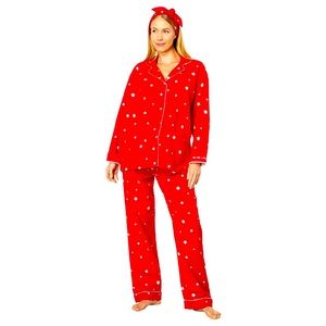 PJ Salvage Women's Wish Upon a Star Flannel PJ Set in Red Large